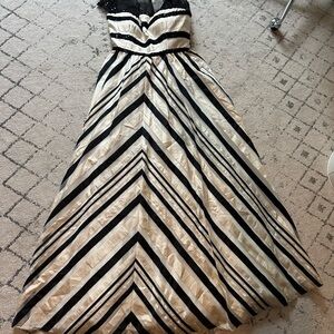 Adrianna Papell Black and White Strapless Gown for Prom